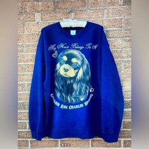 Cavalier King  Charles Spaniel Navy Blue Sweatshirt- Unisex-, 2xl